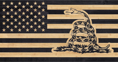 The Gadsden flag engraved onto the American flag