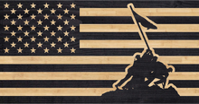 Load image into Gallery viewer, Iconic image of soldiers raising the flag at Iwo Jima engraved on the US flag