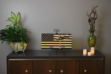 Load image into Gallery viewer, Staged photo of flag with engraving a search and rescue team