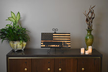 Load image into Gallery viewer, trucker engraving charred wood flag, semi truck rustic wood flag