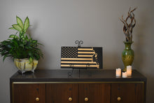 Load image into Gallery viewer, Staged photo of flag with engraving a rock climber