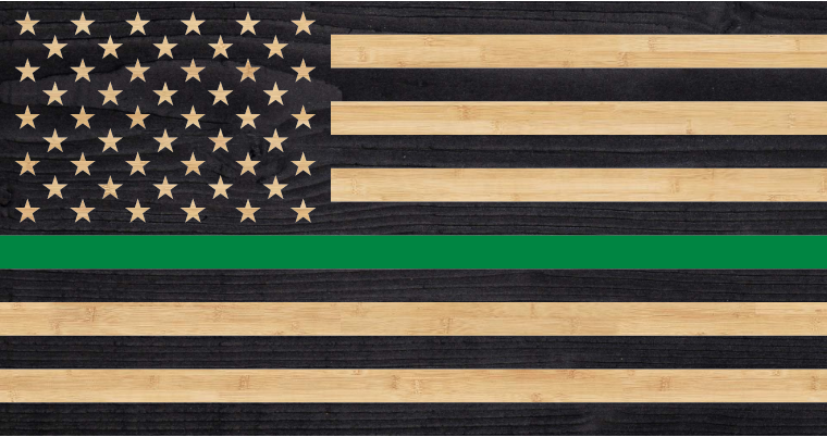 Wooden Green Line American outlet Flag