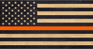 search and rescue thin orange line charred wood american flag