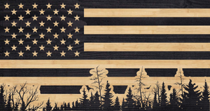Treetops overlaid on US flag
