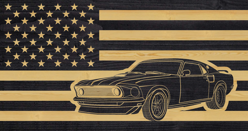 1969 Mustang Black custom charred wood American flag USA