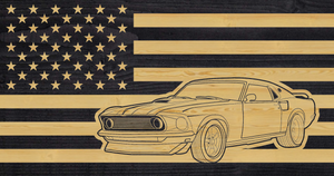 1969 Mustang White charred wood flag custom handmade USA