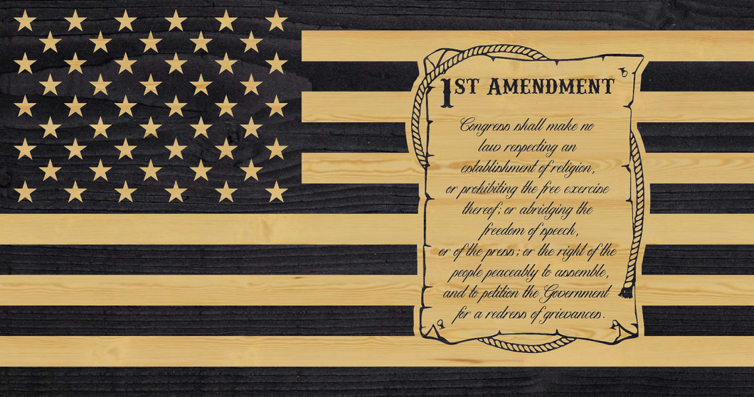 1st Amendment charred wood rustic flag