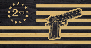 2nd Amendment pistol charred wooden flag custom-made
