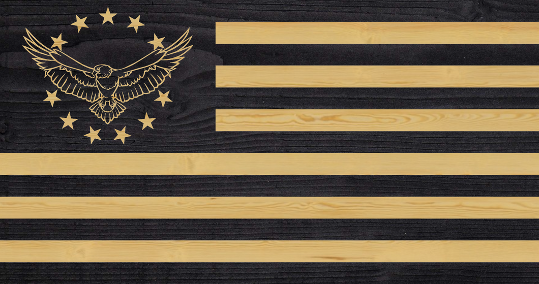 Betsy Ross Eagle flag, rustic charred wood flag, handmade wood flag