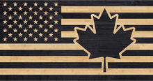 Load image into Gallery viewer, Canadian maple leaf engraved into the stripes of the American flag