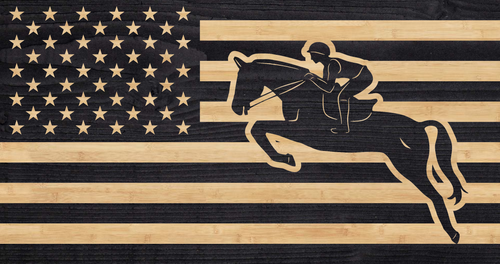 Jumping horse engraved onto the US flag