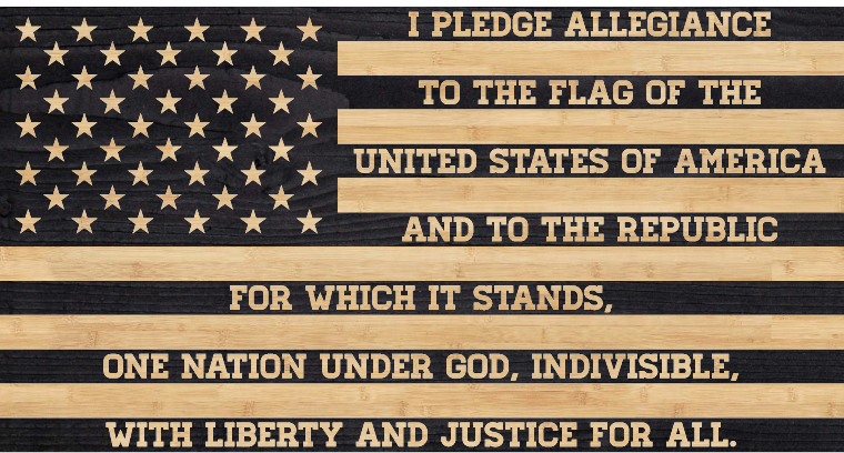 American pledge laid on stripes of American flag