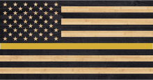 Load image into Gallery viewer, dispatch and dispatcher thin gold line charred wood american flag