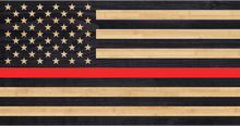 Load image into Gallery viewer, fire fighter thin red line charred wood american flag