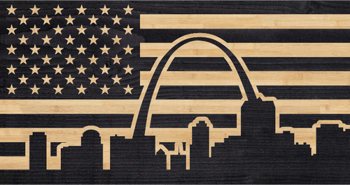 St. Louis skyline inlaid on American flag