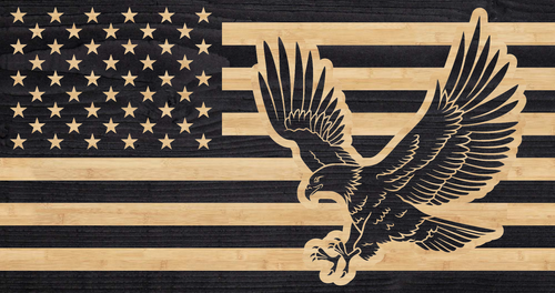 Swooping Eagle overlaid on the American Flag