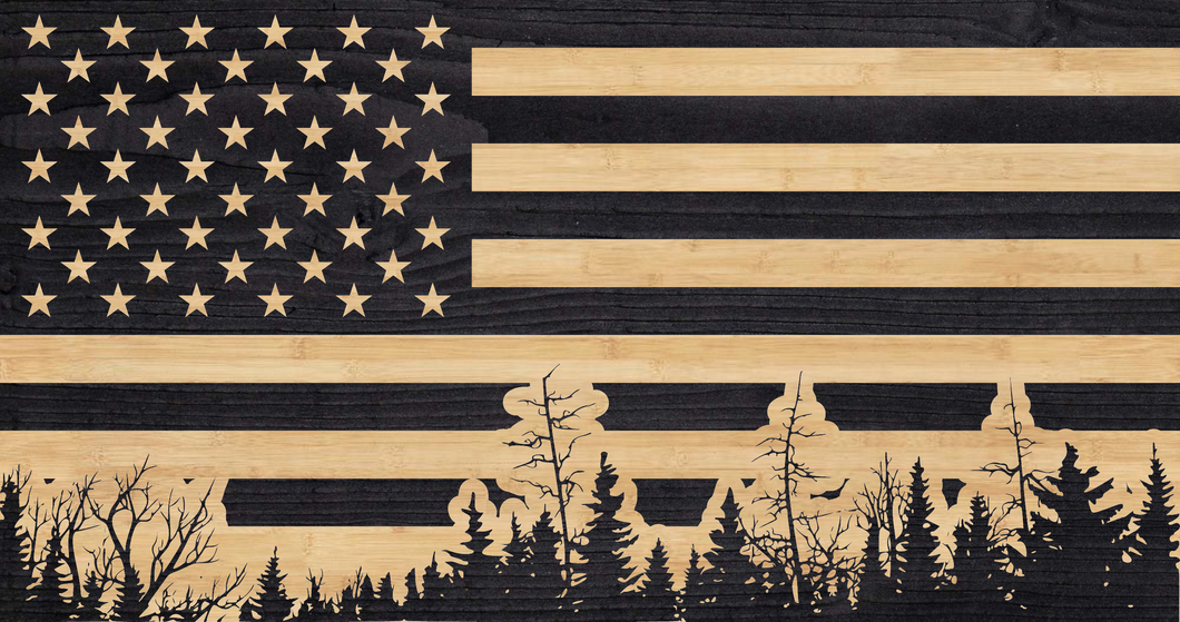 Treetops overlaid on US flag