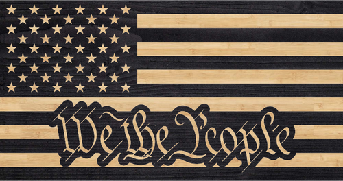 We The People overlaid on American flag
